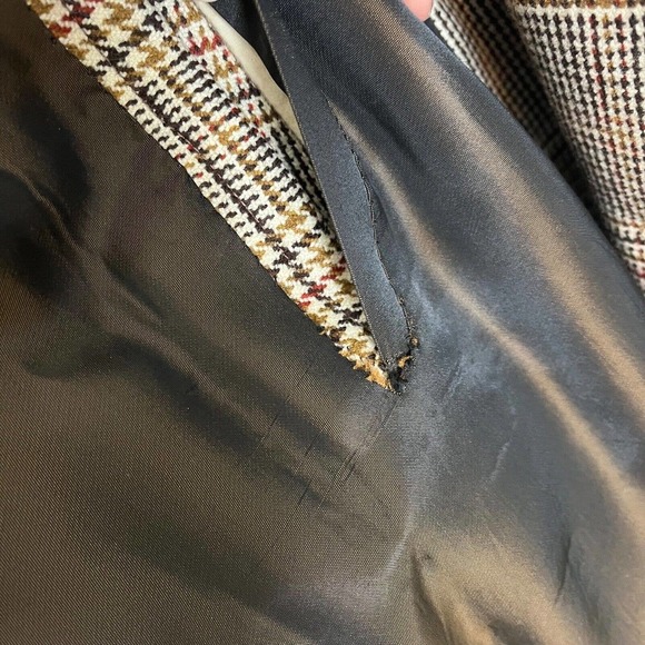 Burberrys Vintage Houndstooth Belted Topcoat Overcoat Jacket Large Double Breast - Picture 13 of 15